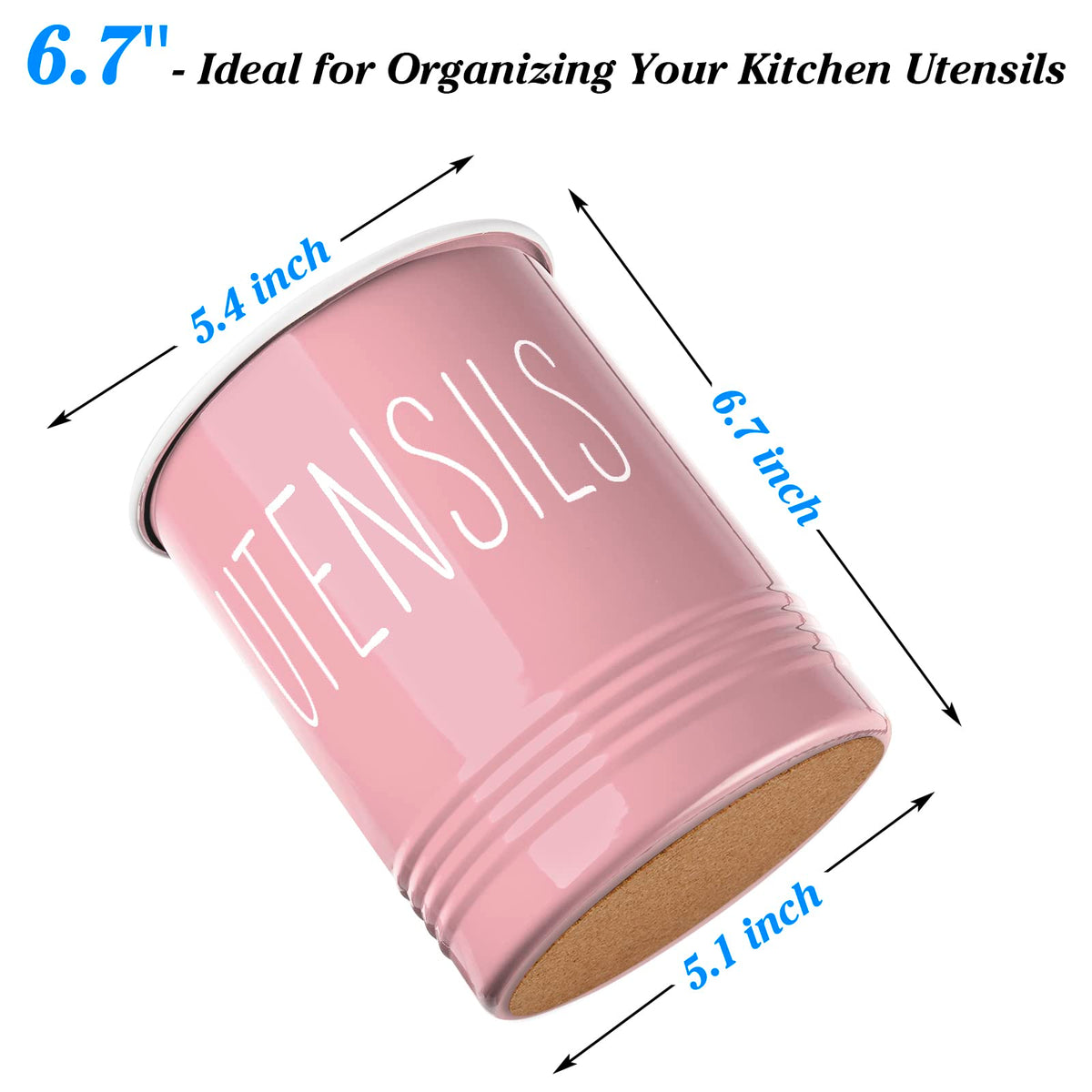 Bivvclaz kitchen utensil holder top detail highlights rust-resistant enamel finish.