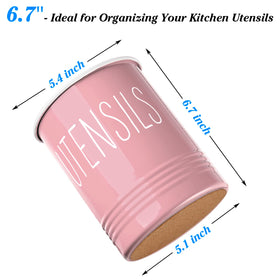 Bivvclaz kitchen utensil holder top detail highlights rust-resistant enamel finish.