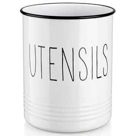 Bivvclaz white utensil holder front view for tidy counter organization.