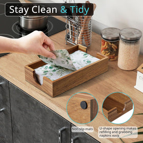 Bivvclaz napkin holder closeup highlighting natural grain and easy cleaning.