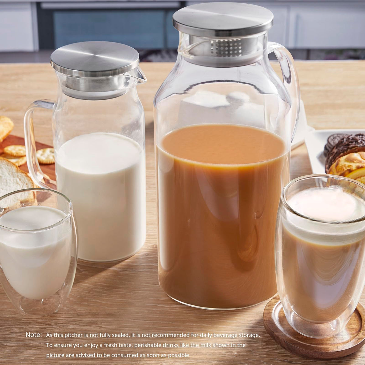 Bivvclaz pitcher lid demonstrates dual pour options for controlled serving.