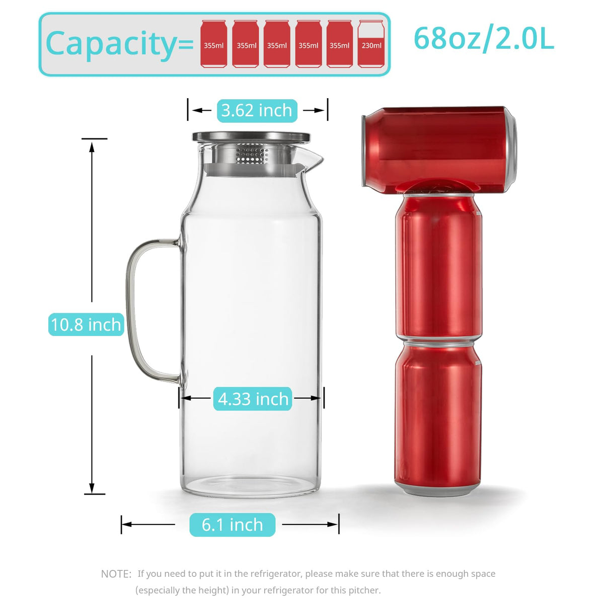 Bivvclaz pitcher pour function with strainer keeps ice and fruit out of the pour.