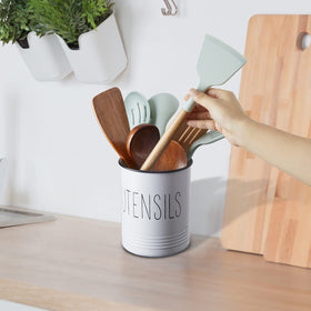 Bivvclaz counter organizer keeps utensils within reach and clutter-free.