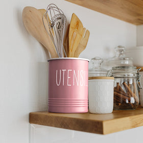 Bivvclaz utensil holder in use on countertop keeps tools within arm's reach.