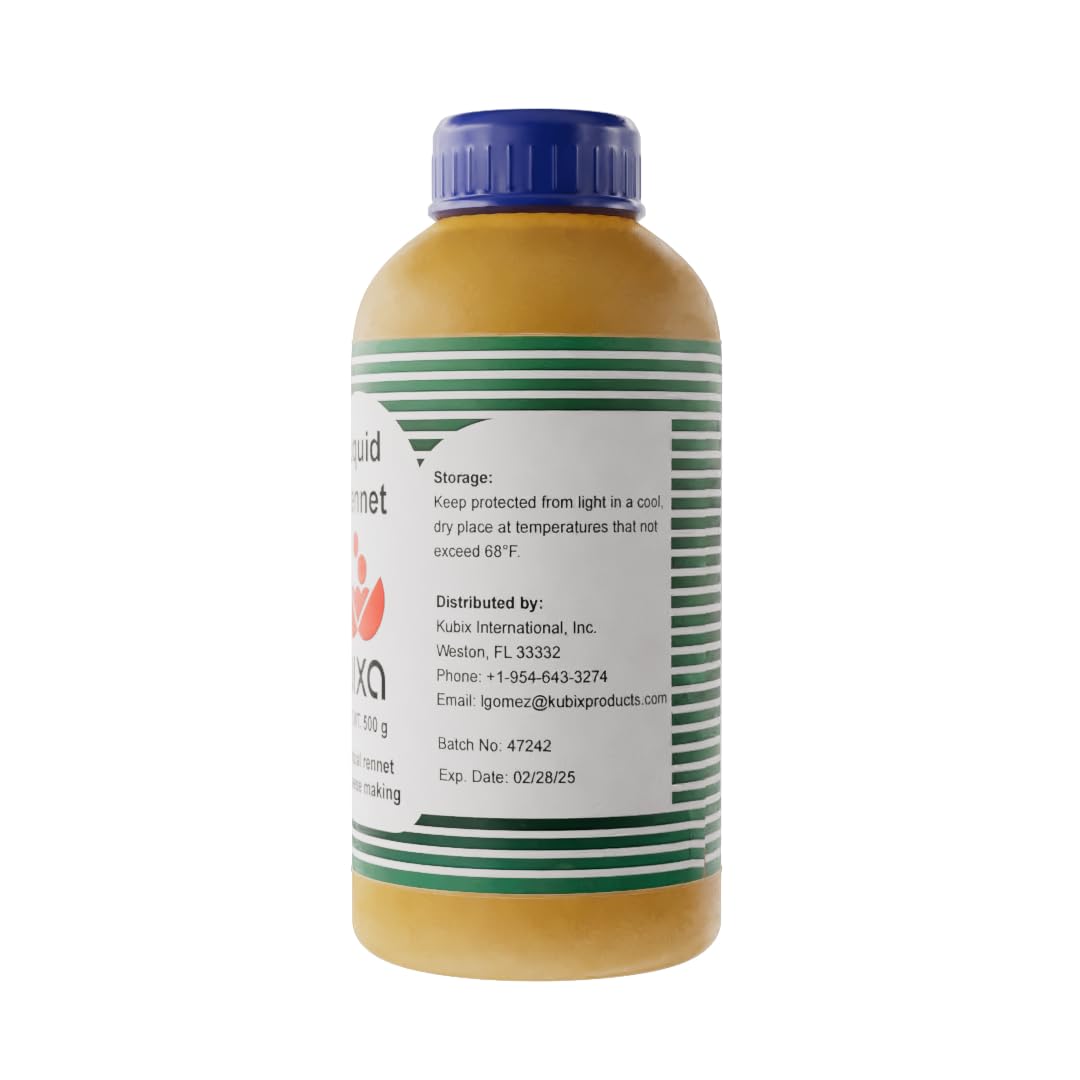 Bixa liquid rennet bottle labeled for vegetarian cheese making