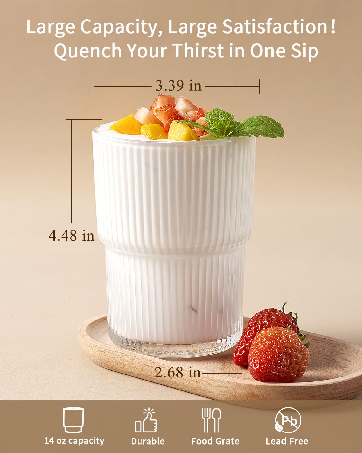 BJMEDYM ergonomic-grip glasses ensure comfortable handling for hot or cold drinks.