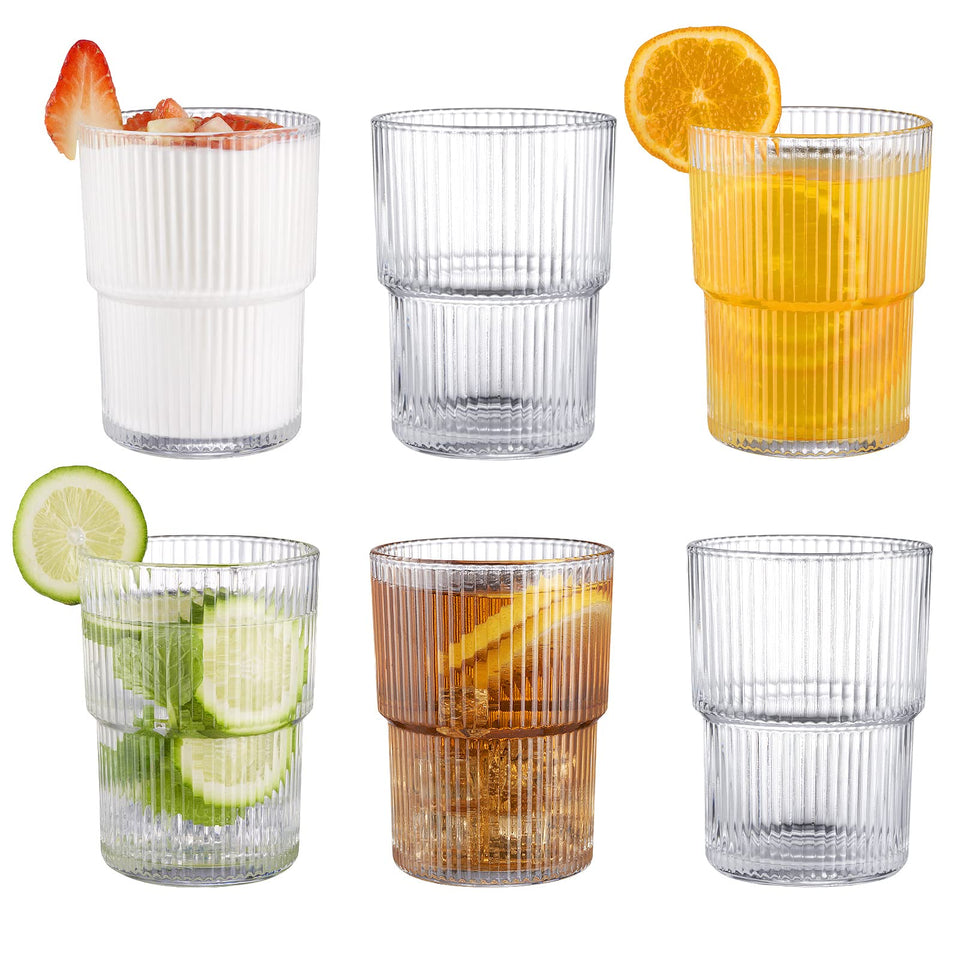 BJMEDYM ripple glasses 14oz offer ergonomic grip for easy sipping.