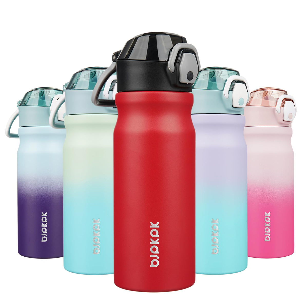 BJPKPK 18oz insulated bottle with straw for easy on-the-go sipping.
