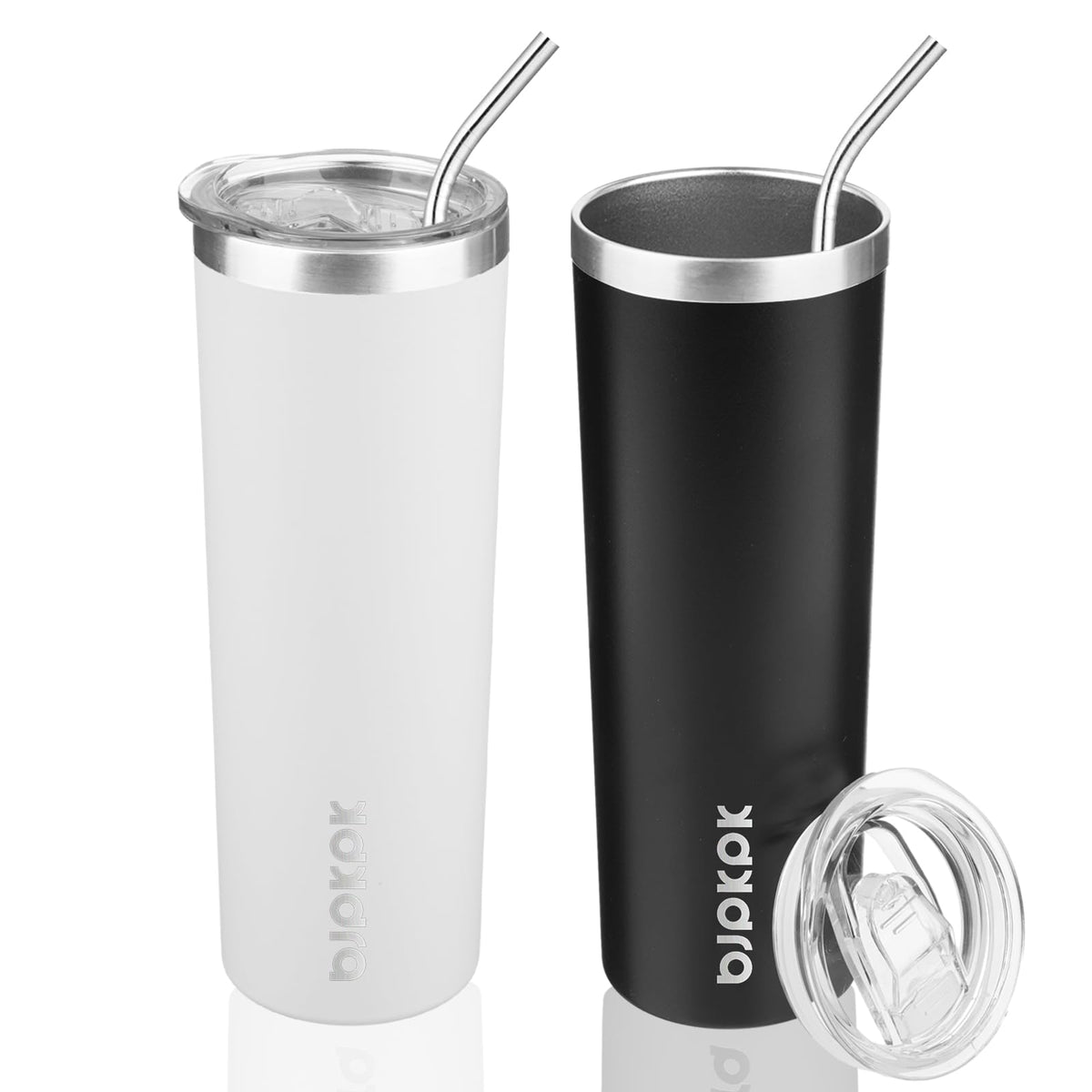 BJPKPK 20oz skinny tumbler black with lid for hot drinks on the go