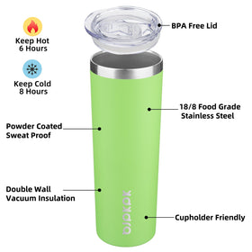 BJPKPK 20 oz skinny tumbler light pink side view, fits car cup holders
