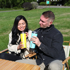 BJPKPK turquoise car cup holder-friendly tumbler fits travel bags.