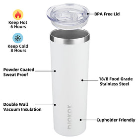 BJPKPK 20oz skinny tumbler white with lid for cold drinks all day