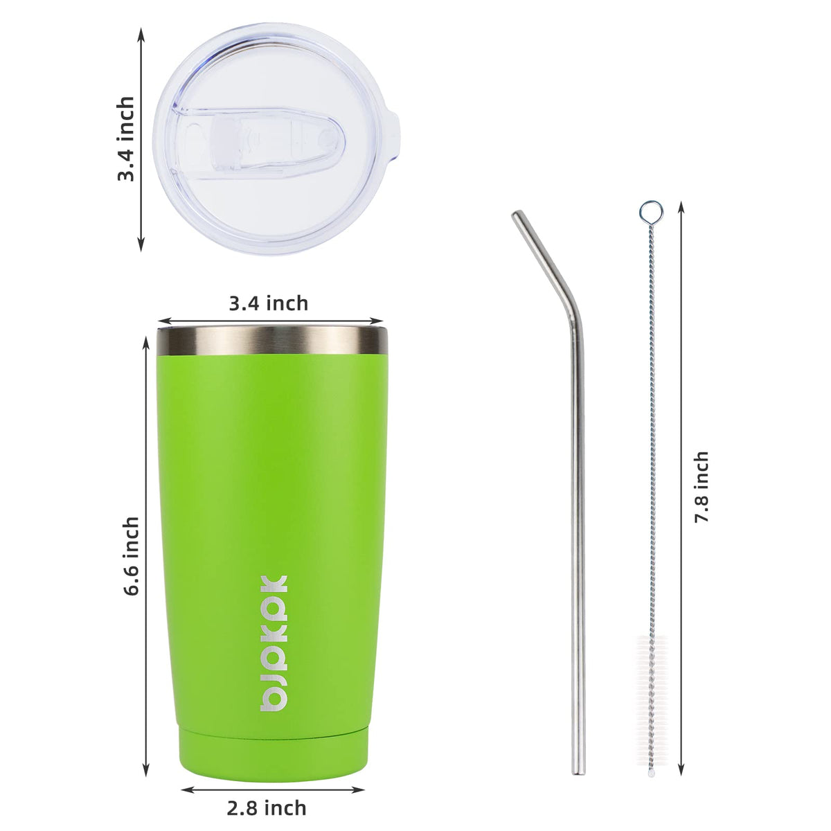BJPKPK 20oz tumbler green stainless steel body demonstrates rust-proof construction
