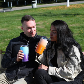 BJPKPK tumbler in hand with powder-coated finish providing sweat-free grip