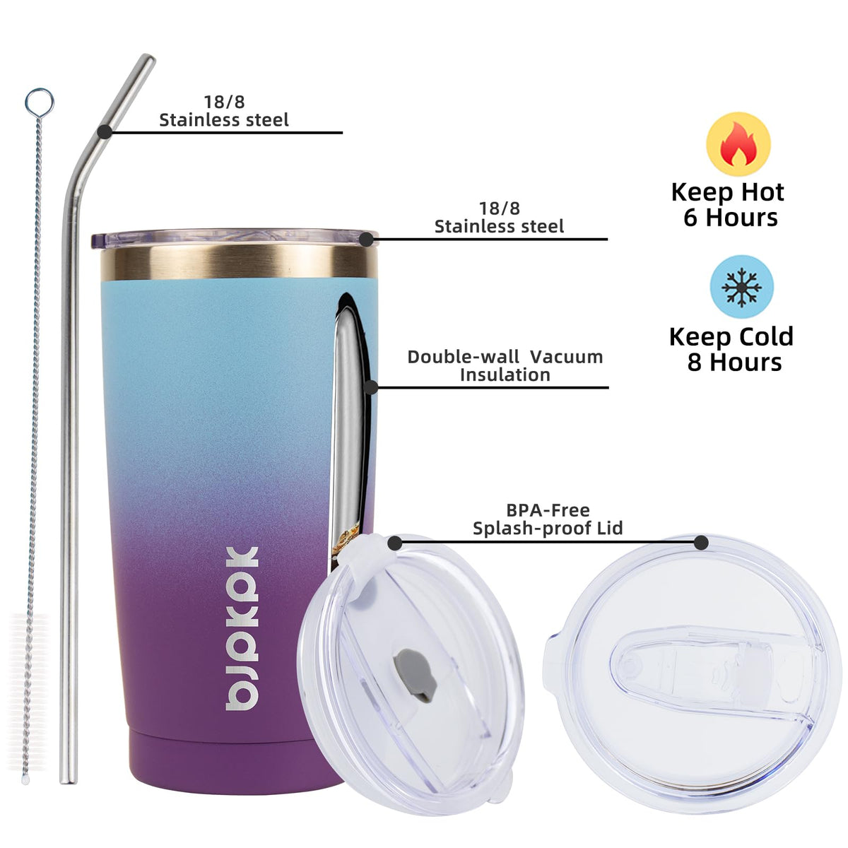 BJPKPK Ocean Dream tumbler with flip-top lid for safe hot coffee sipping