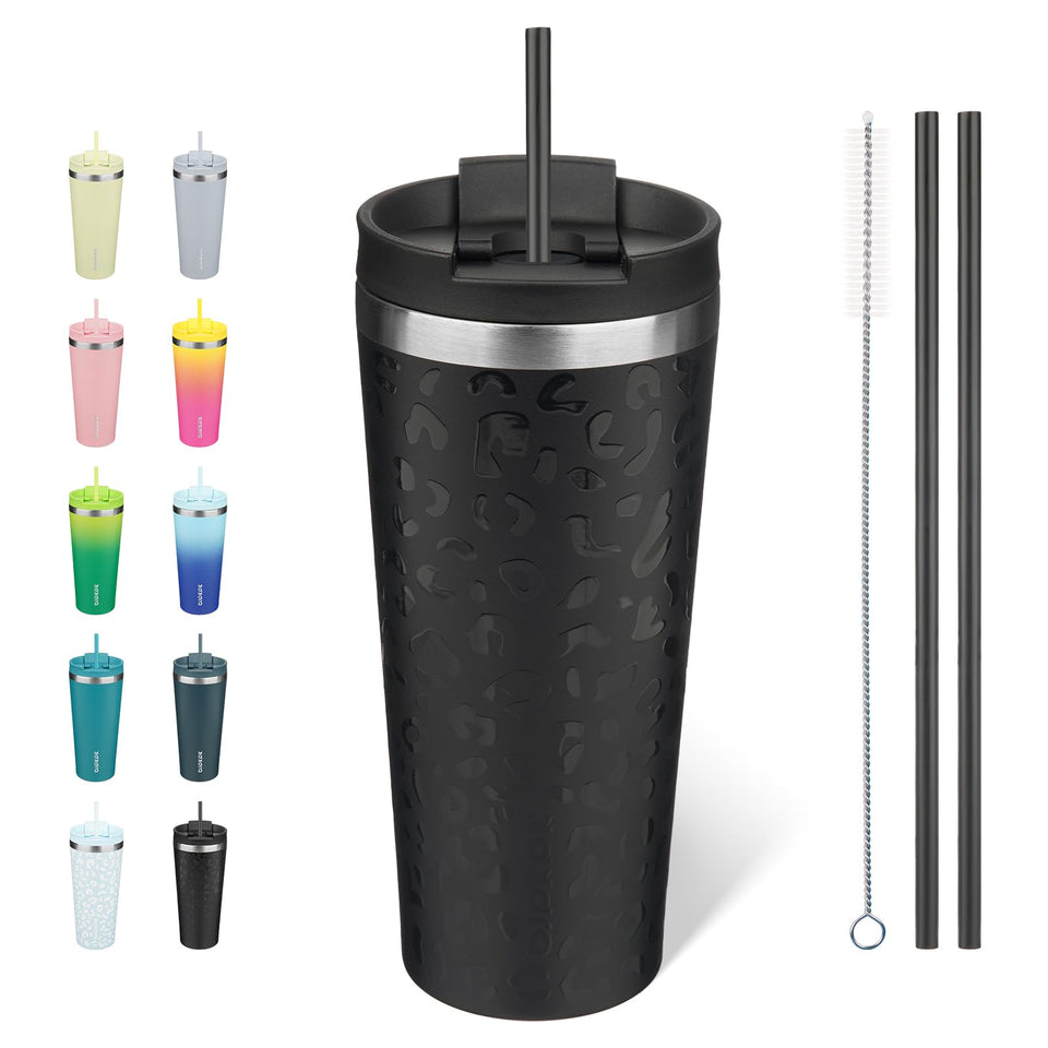 BJPKPK 22oz insulated tumbler with lid and straw keeps drinks hot or cold on the go
