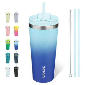 BJPKPK 22oz insulated tumbler with lid and straw for easy on-the-go sipping