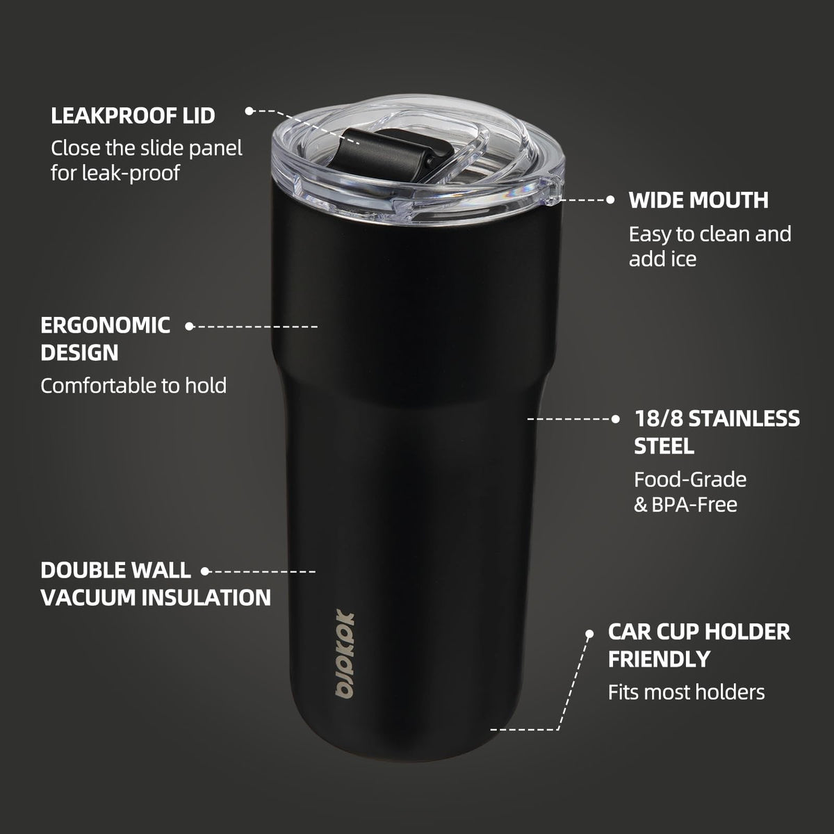 BJPKPK 24oz stainless steel tumbler keeps beverages cold longer.