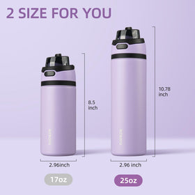 BJPKPK 25oz bottle fits car cup holders in lavender, ideal for commutes.