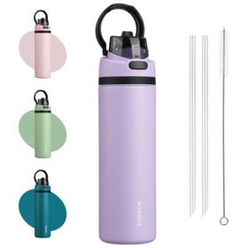 BJPKPK 25oz insulated bottle with straw lid in lavender, ideal for on-the-go hydration.