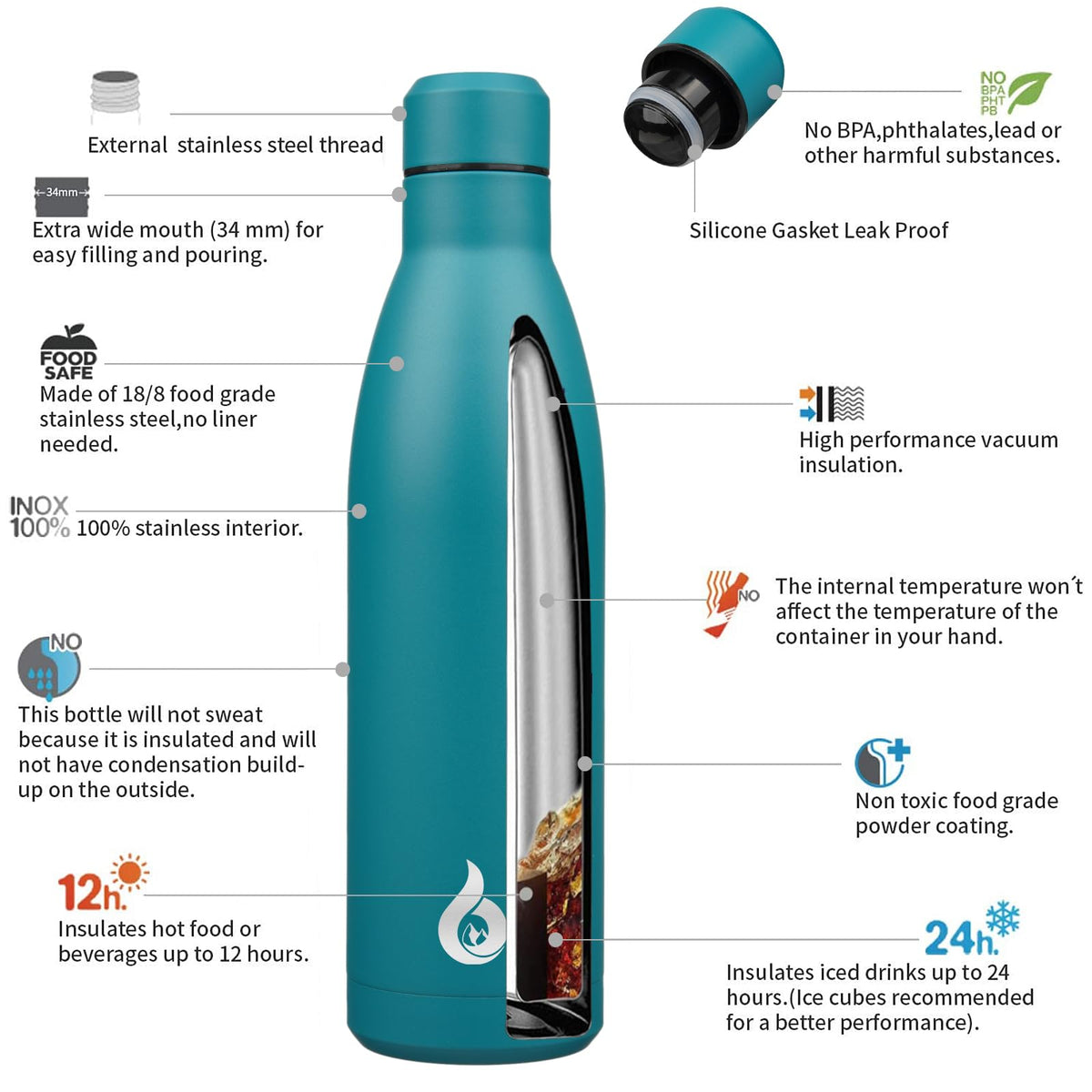 BJPKPK 25oz Laguna bottle held in hand, lightweight design for daily use