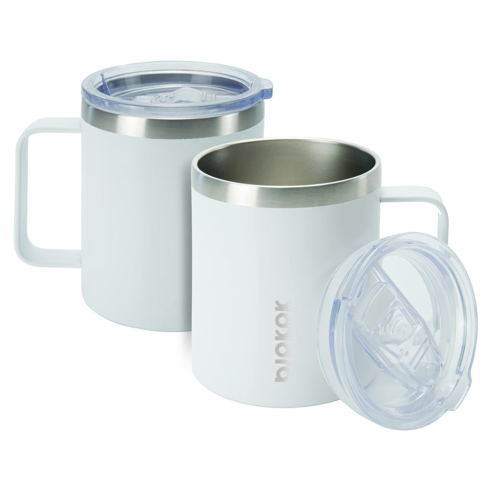 BJPKPK 2-pack insulated mugs with lid, keeps beverages hot or cold on the go.