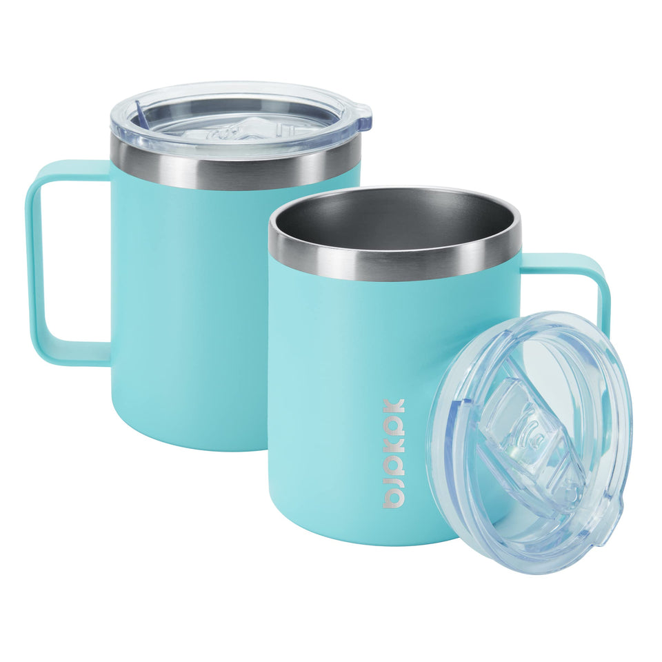 BJPKPK 2-piece insulated mug with turquoise lid for hot or cold beverages
