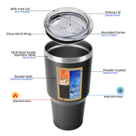 BJPKPK 30oz stainless steel body highlights durable, sweat-free exterior for daily use.