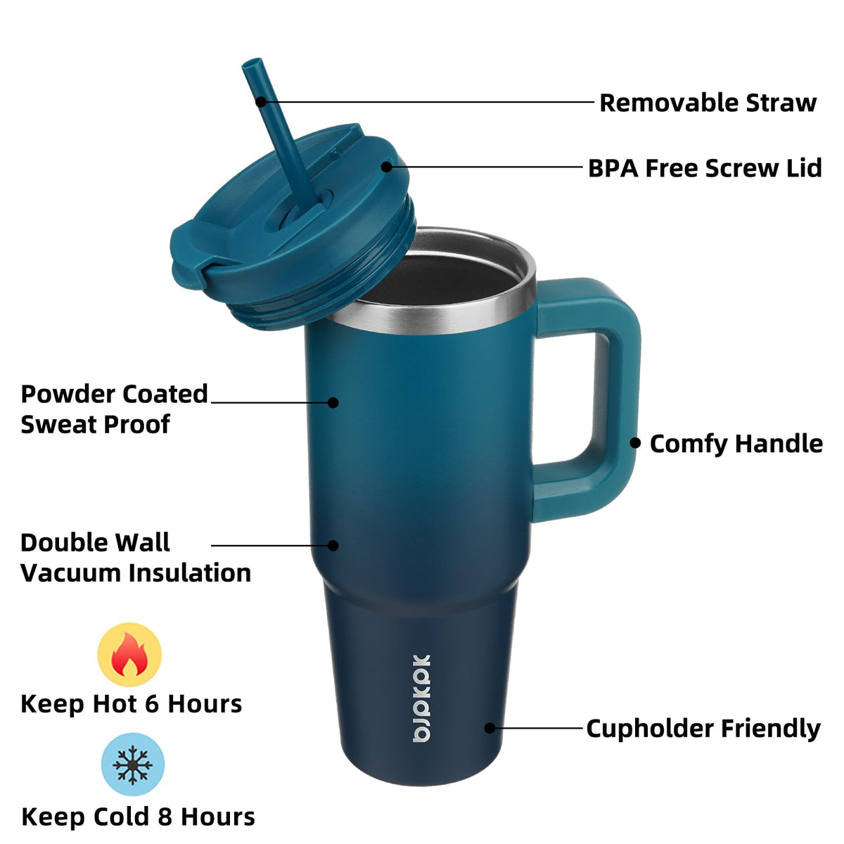 BJPKPK 30oz stainless steel insulated tumbler keeps drinks hot or cold longer.