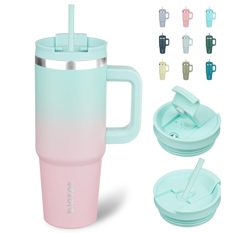 BJPKPK 30oz tumbler with handle and straw in bubble gum for all-day hydration