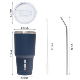 BJPKPK tumbler's leak-proof lid shown, preventing spills during transport and use.
