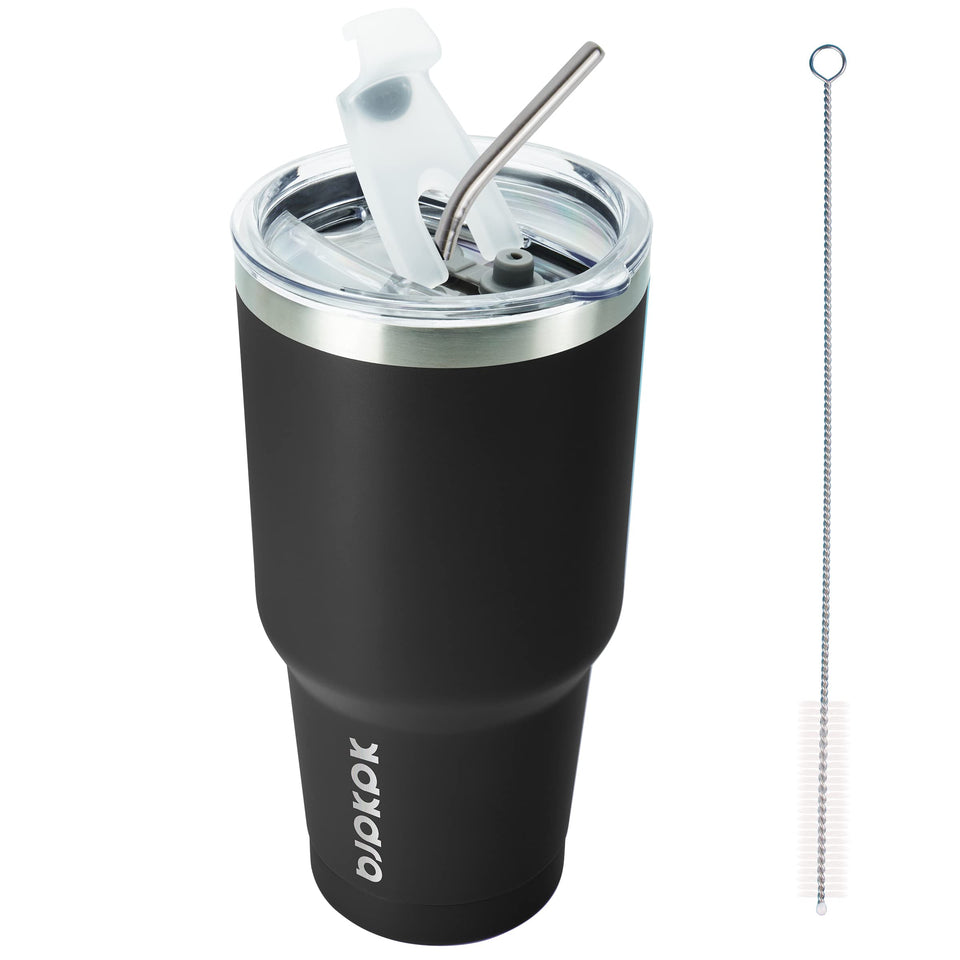 BJPKPK 30oz tumbler with lid and straw for spill-safe on-the-go hydration.