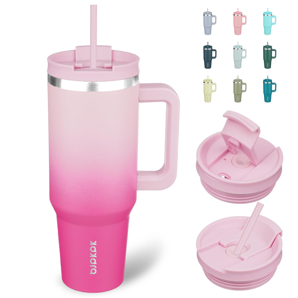 BJPKPK 40oz stainless steel tumbler with handle and lid, ideal for on-the-go hydration.