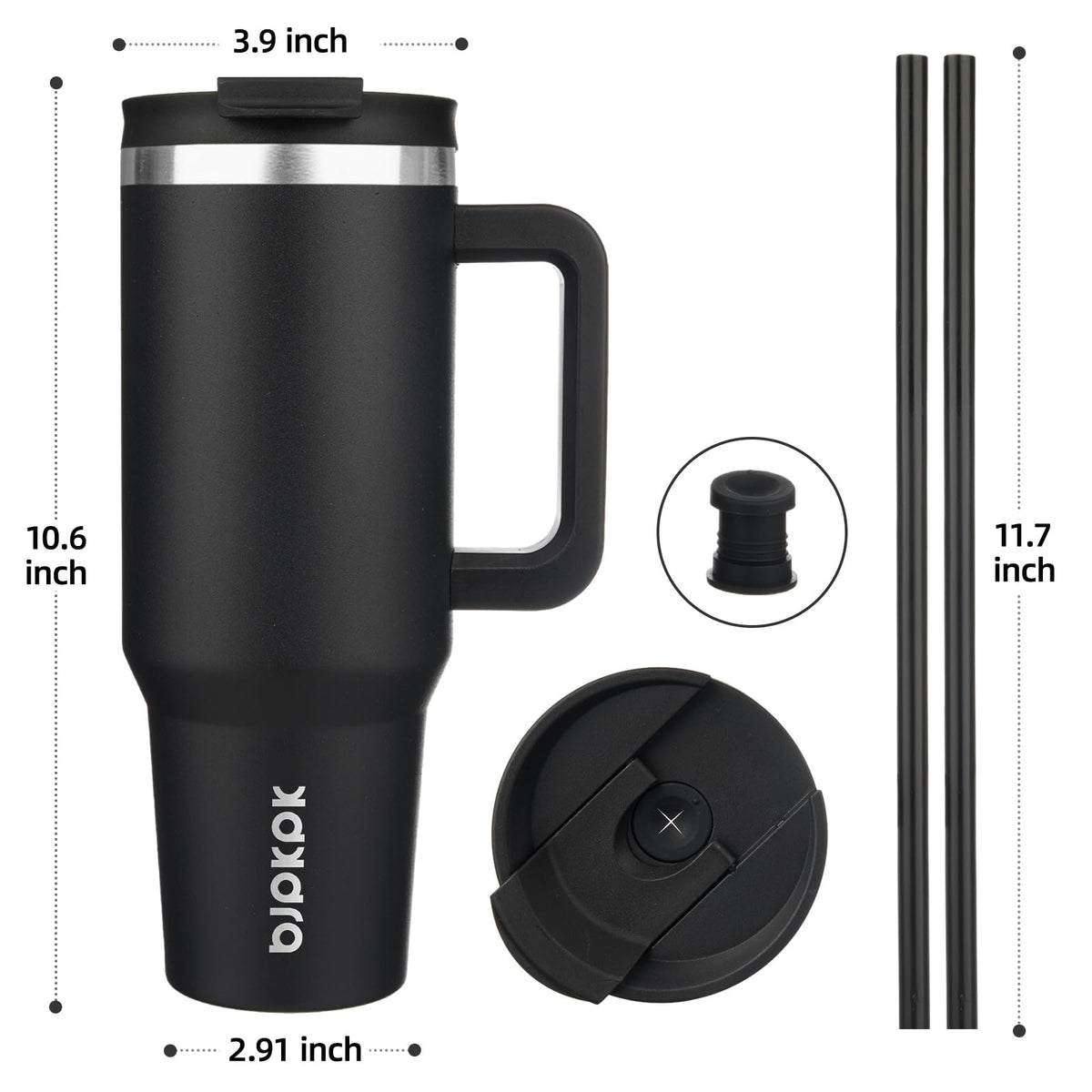 BJPKPK 40 oz tumbler fits most cup holders for travel and commuting.