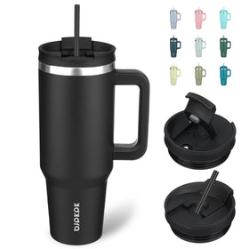 BJPKPK 40 oz tumbler with handle and straw keeps drinks hot or cold.