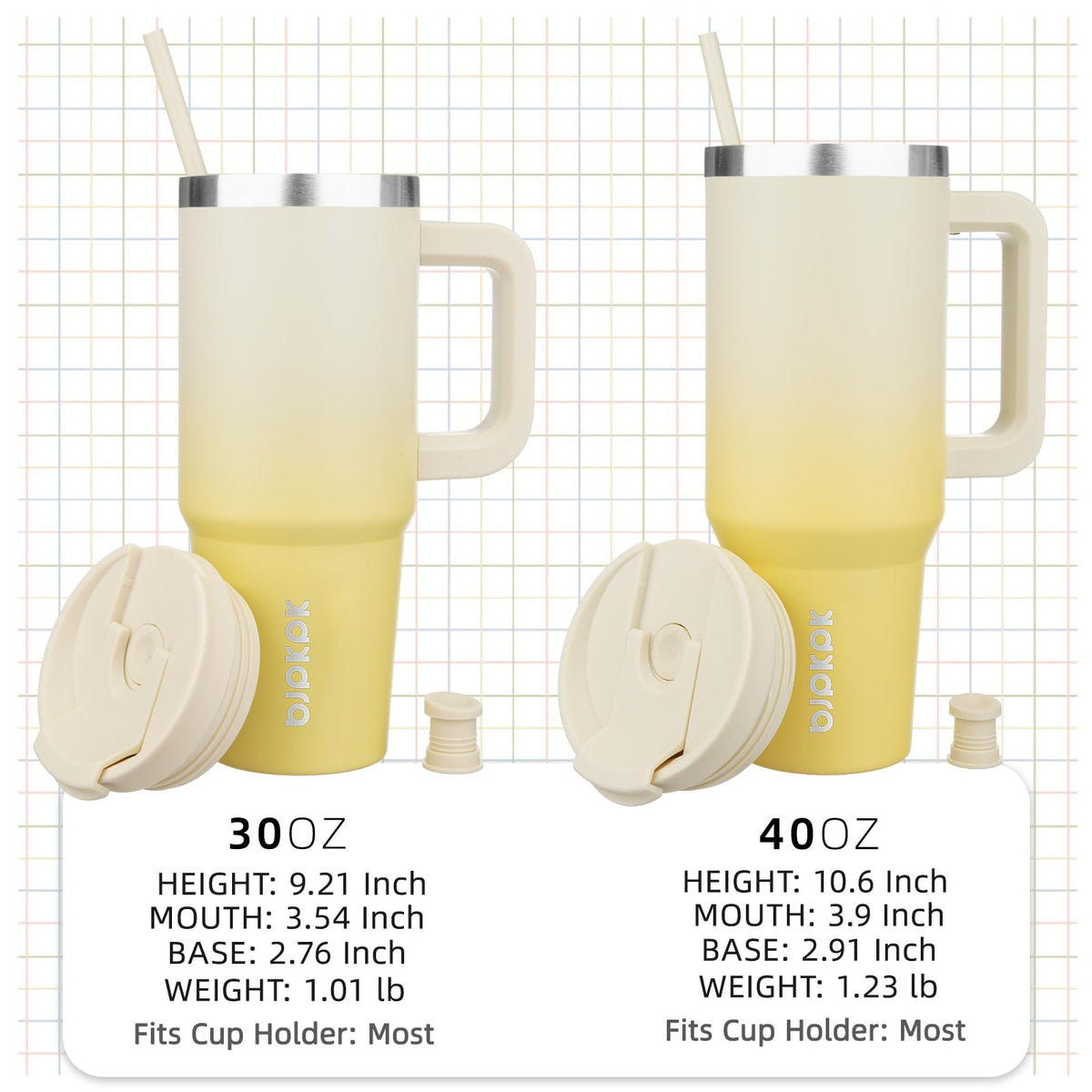 BJPKPK 40oz tumbler with sip-design lid for hot beverages on the go.