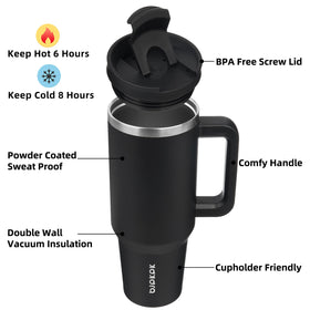 BJPKPK stainless steel 40 oz tumbler with 18/8 metal construction for durability.