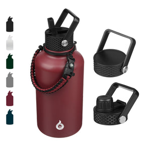 BJPKPK 64oz brick red bottle with straw lid for cold beverages all day