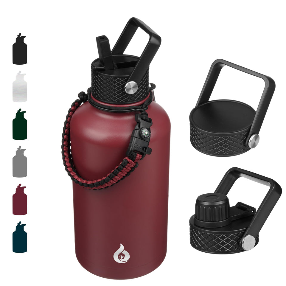 BJPKPK 64oz brick red bottle with straw lid for cold beverages all day