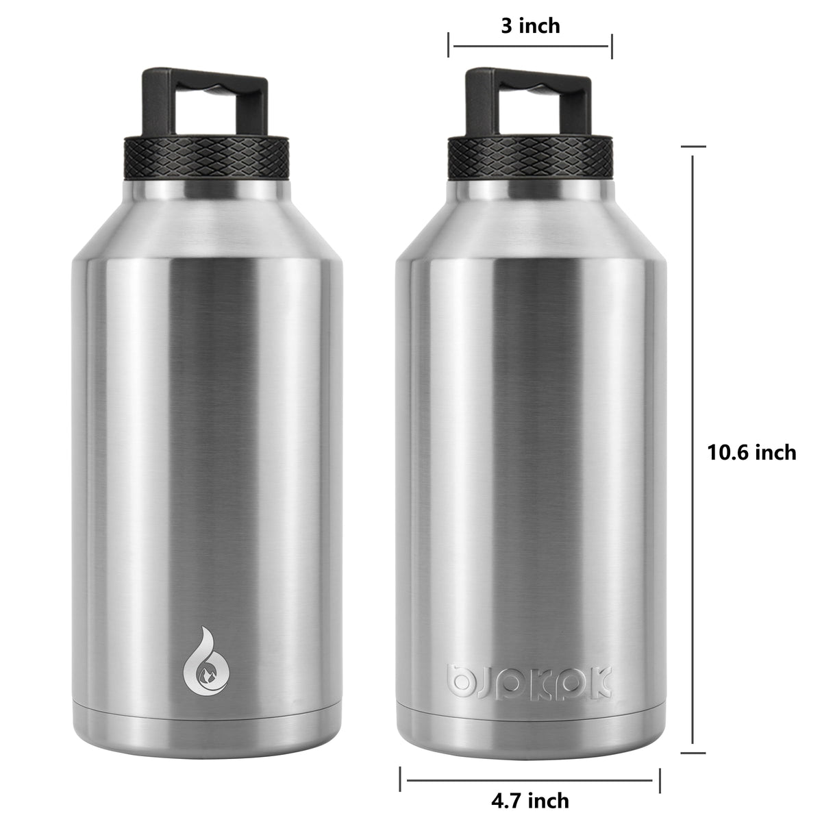 BJPKPK 64oz insulated bottle keeps drinks cold for hours.