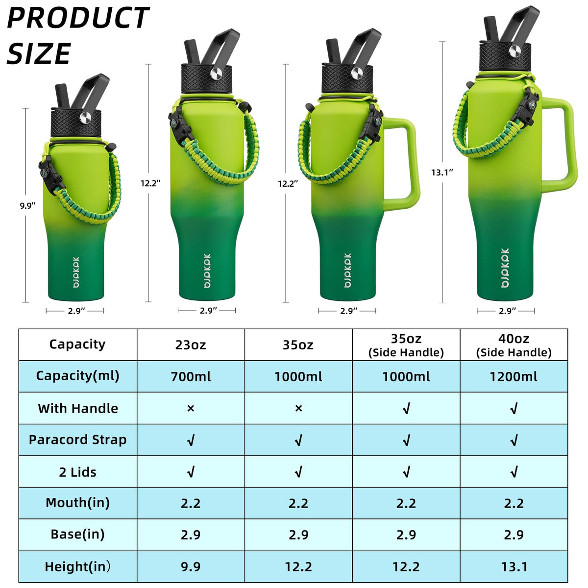 BJPKPK wide handle provides a comfortable grip for easy sipping on the move.