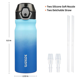 BPA-free BJPKPK bottle with removable straws and silicone spouts for easy cleaning
