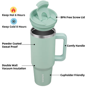BJPKPK double‑wall vacuum insulation keeps beverages hot or cold in pistachio green