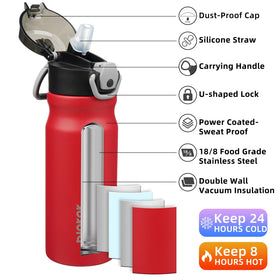 BJPKPK double-wall vacuum insulation keeps drinks at the desired temperature.
