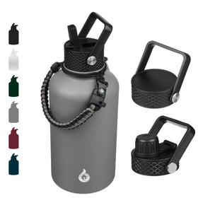 BJPKPK half-gallon gray bottle with straw lid for easy on-the-go sipping