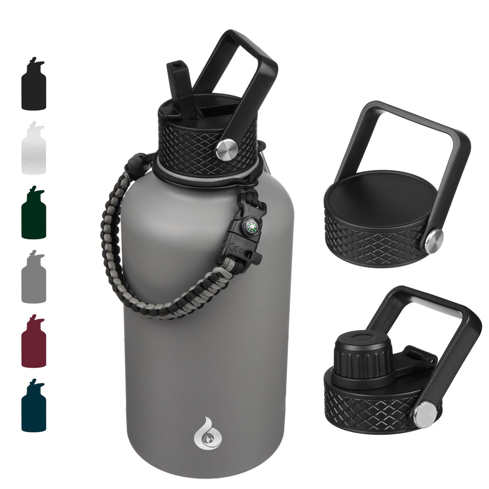 BJPKPK half-gallon gray bottle with straw lid for easy on-the-go sipping