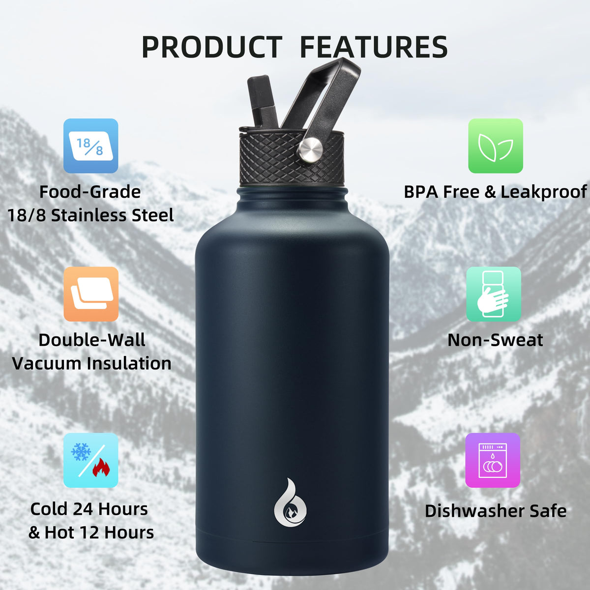 BJPKPK bottle with paracord handle for easy carry during hikes.