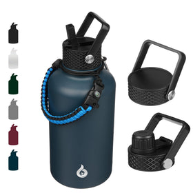 BJPKPK half gallon bottle with straw lid keeps drinks cold or hot on the go.