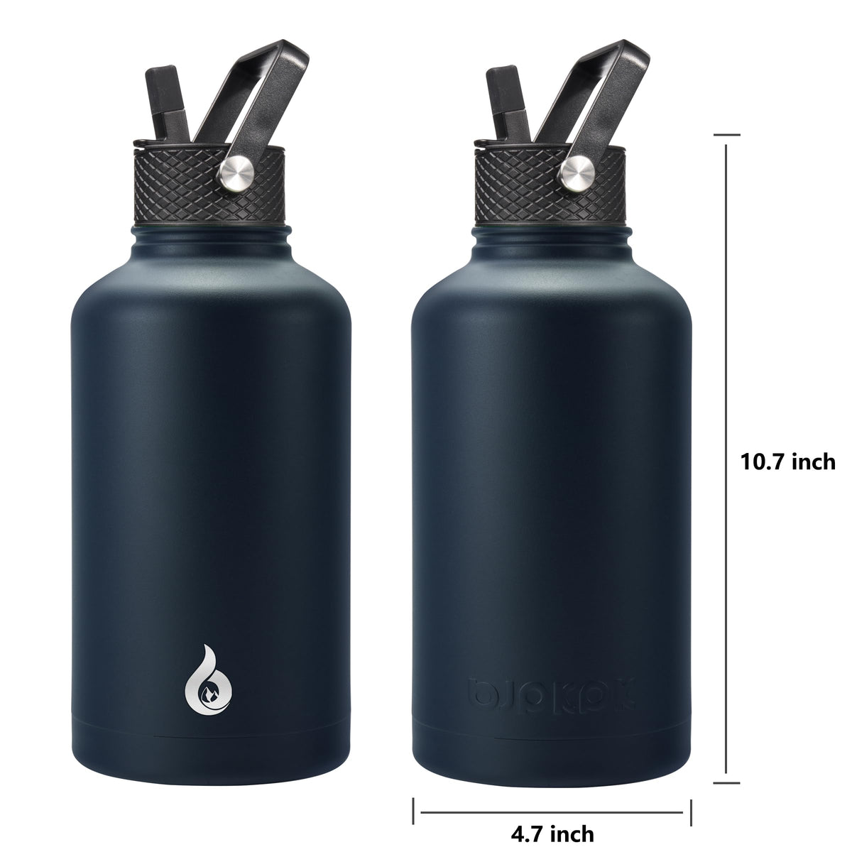 BJPKPK half gallon bottle with twist spout lid for one-handed sipping.