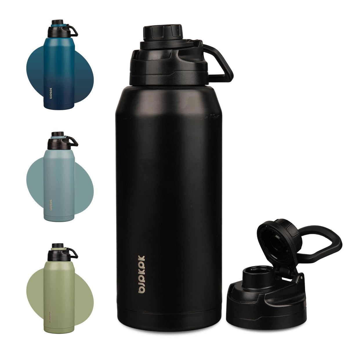 BJPKPK Half Gallon Water Bottle with wide-mouth cap for easy filling and cleaning.